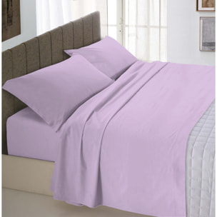 COMPLETO LETTO MAX COLOR MADE IN ITALY COTONE- LILLA MATRIMONIALE