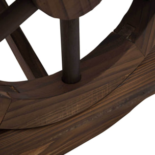 Banc de jardin 2 places style western piètement roues de charrette bois sapin traité carbonisation