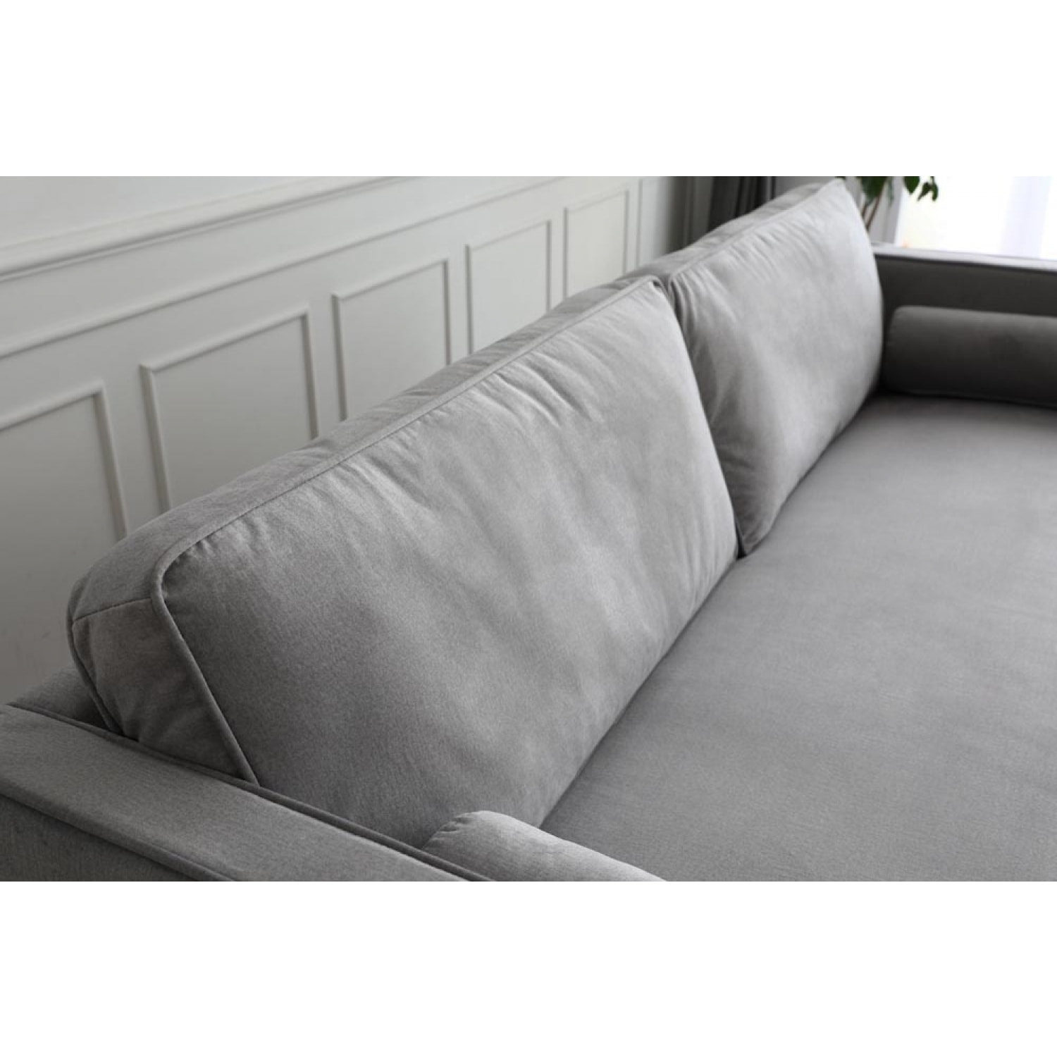 ASHA Canapé 3 places en velours gris clair