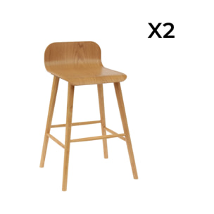 Tabouret de bar scandinave bois d'hévéa 67,5cm (lot de 2) CASSIA