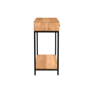Console avec rangements 2 tiroirs en bois massif et métal noir L80 cm AXELLE