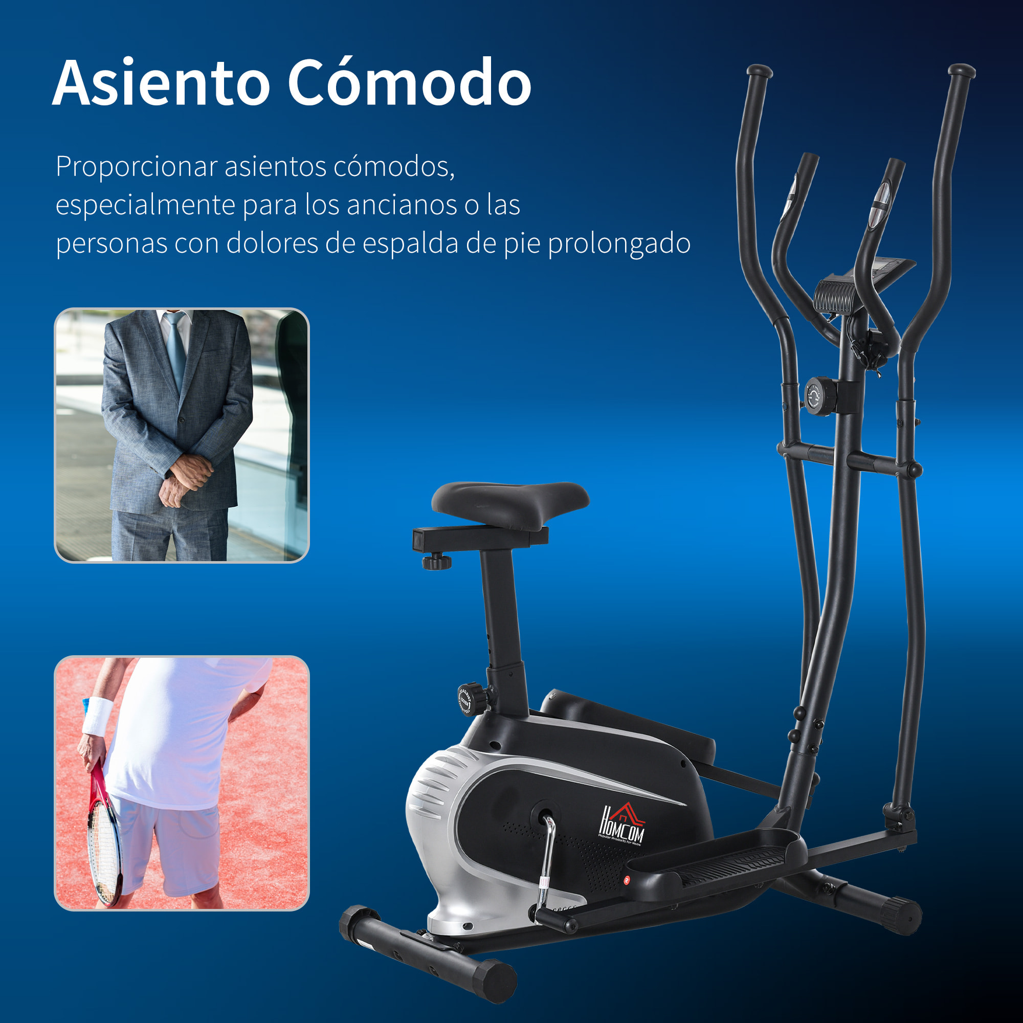 Bicicleta Elíptica con Resistencia Magnética Sillín Regulable y Pantalla LCD