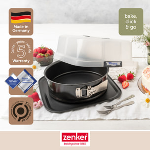 Ensemble de 2 Moules à charnière rond 23 cm avec couvercle de transport Zenker Bake Click and Go