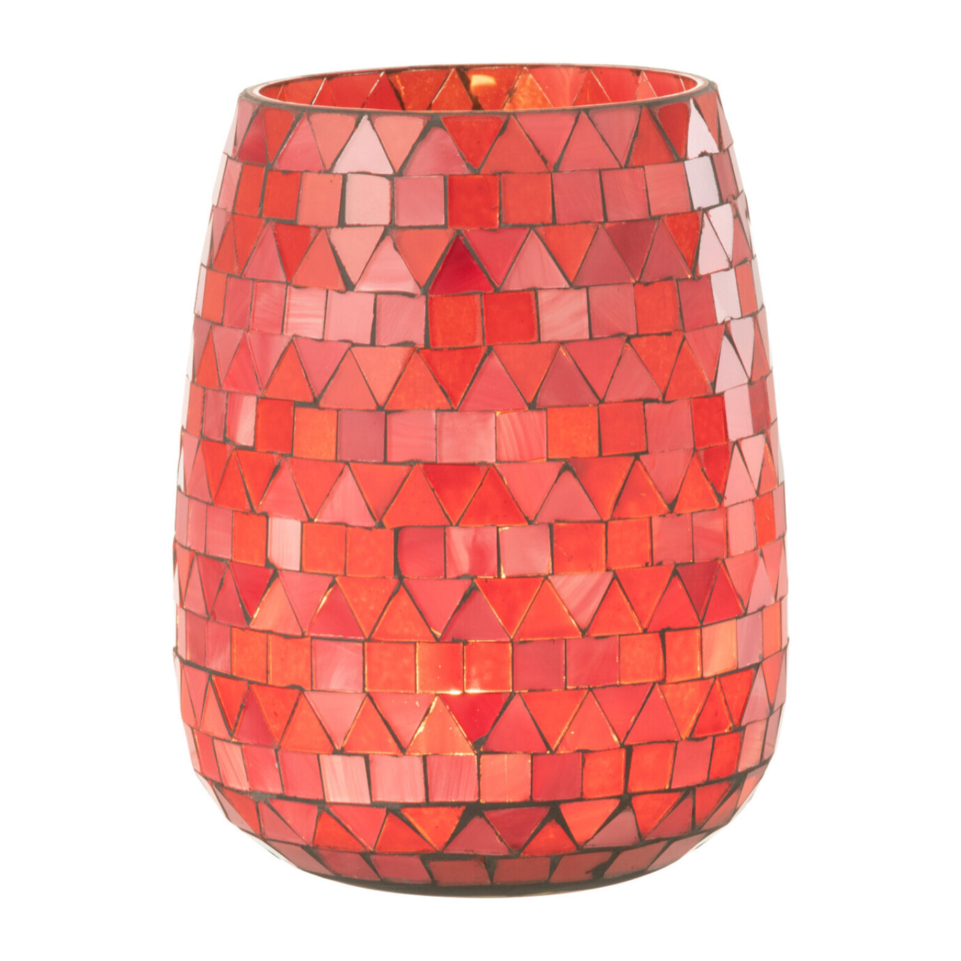 J-Line Photophore Mosaic Triangle Verre Rouge/Rose Medium