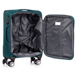 Juego de 3 maletas Trolley extensibles de tela, semirrígidas. Cerradura numérica, 4 ruedas giratorias 360°.