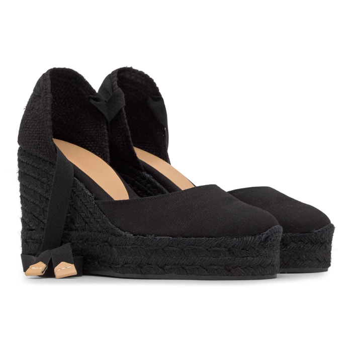 Alpargata cuña Carina negro mujer 11cm