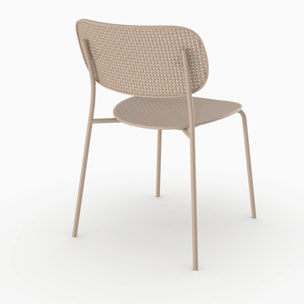 Lot de 2 chaises de jardin empilables en plastique beige - Géa