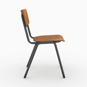 Lot de 2 chaises écolier empilables en bois foncé - Clem