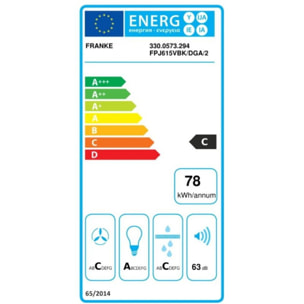 Hotte décorative murale inclinée FRANKE SMART FPJ 615 V BK/DG