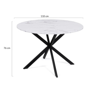 Table à manger ronde Soline Ø110cm effet marbre
