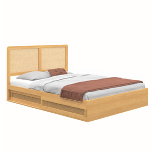 Lit Eve 140x190cm cannage et tiroirs coulissants