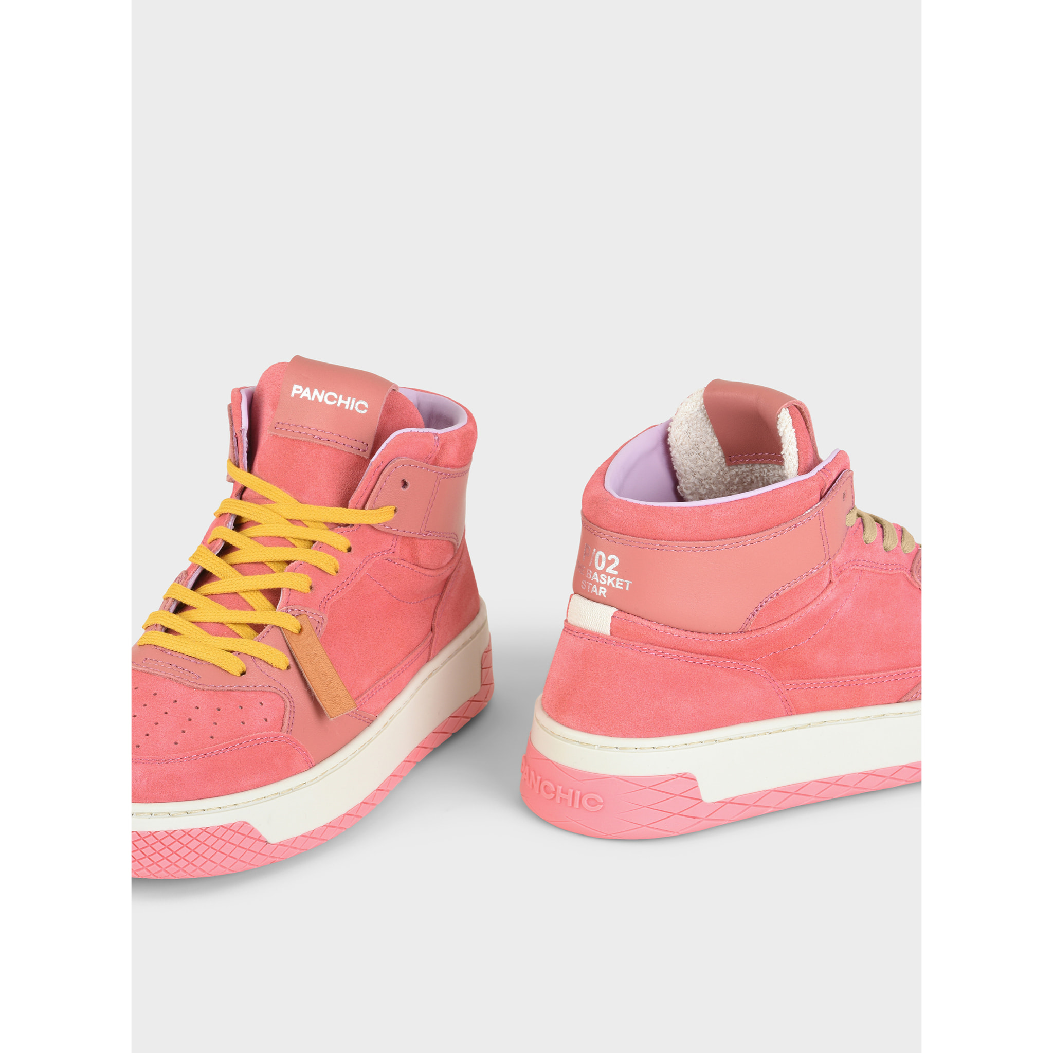 SNEAKER MID P02 DONNA IN SUEDE E PELLE FRAGOLA