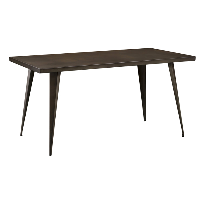Table rectangulaire 6 personnes en métal gris 150 cm - Indus