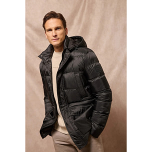 Giaccone nero Greenwich con tasche e cappuccio fisso con particolari Polo Club