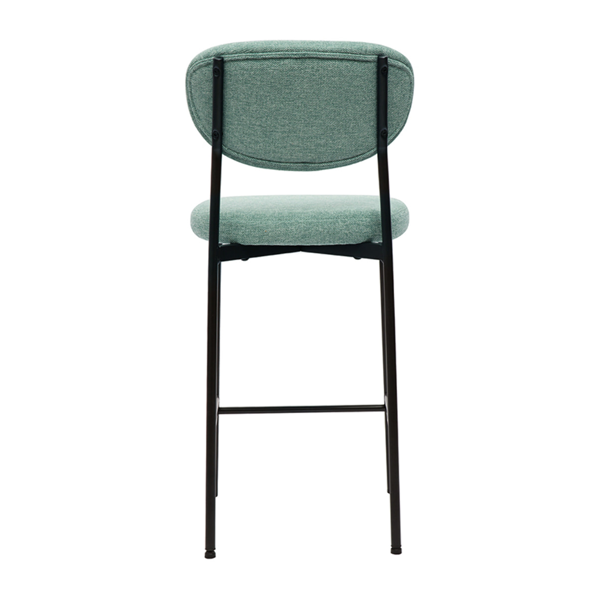 Tabourets de bar fixes en tissu effet velours texturé vert céladon H65 cm (lot de 2) BREKA