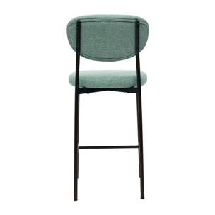 Tabourets de bar fixes en tissu effet velours texturé vert céladon H65 cm (lot de 2) BREKA