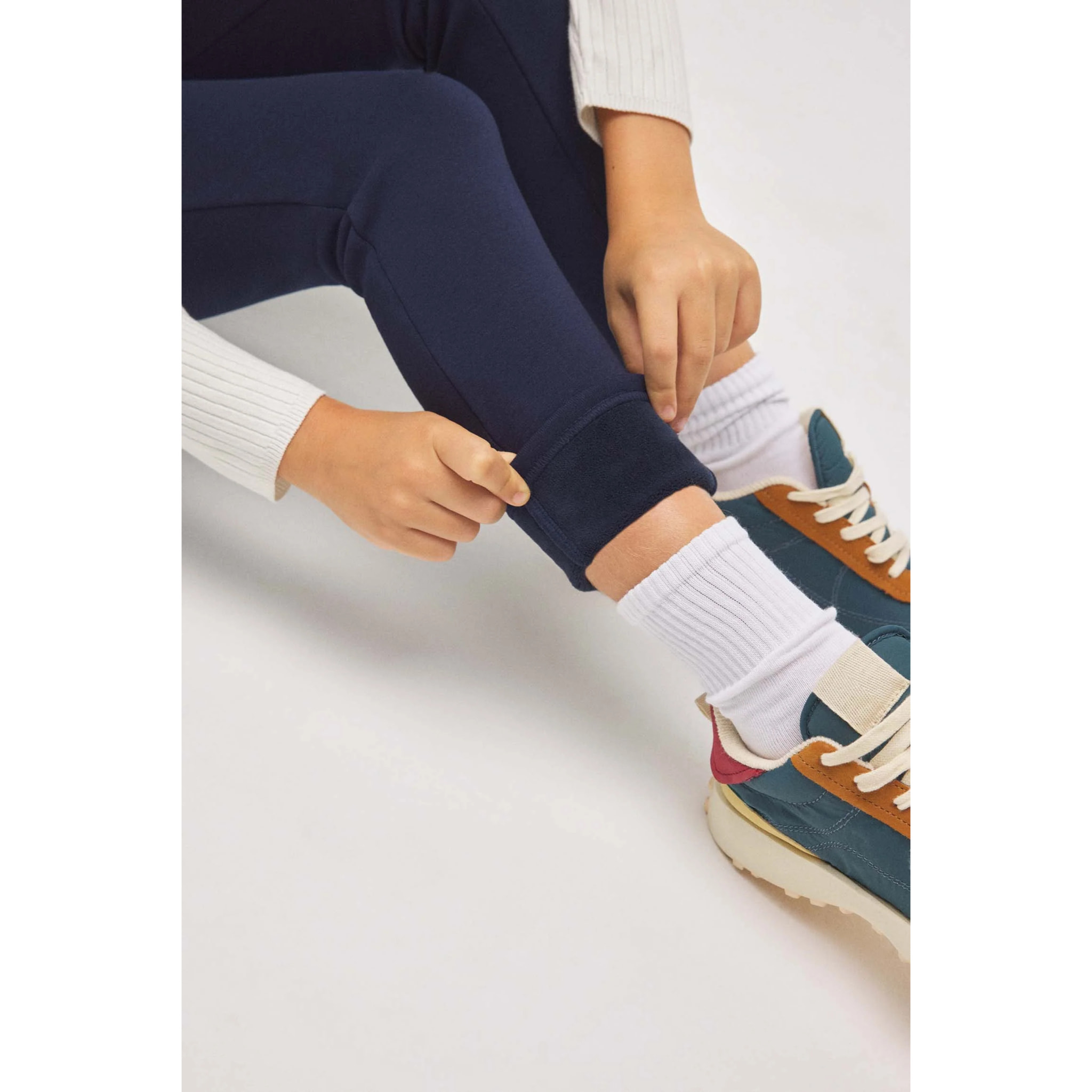 Leggings termici da bambina in pile blu navy