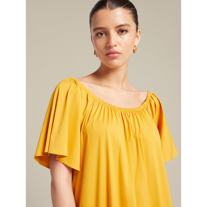 Elena Mirò - Abito off shoulders in cotone - Giallo