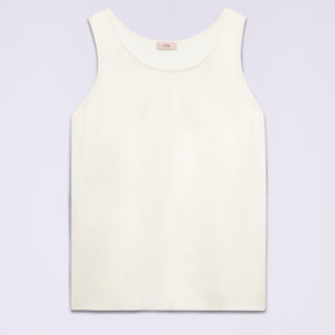 Oltre - Top bimaterial de color liso - Blanco