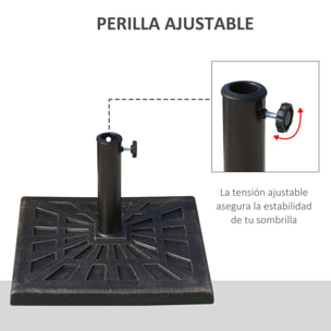 Base de Sombrilla Peso 15 kg Soporte para Parasol de Resina para Mástiles de Ø3,8 cm y Ø4,8 cm para Terraza Patio Jardín Playa 47x47x32 cm Bronce