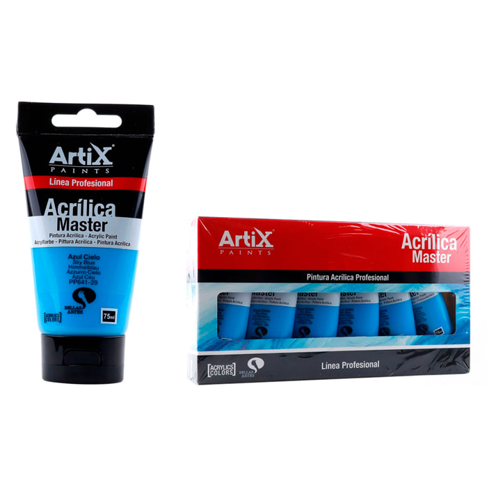 Confezione da 6 Uds. PITTURA ACRILICA ESPERTO 75 ml BLU CIELO