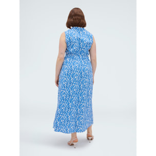 Fiorella Rubino - Vestito foliage lungo in cotone - Azzurro