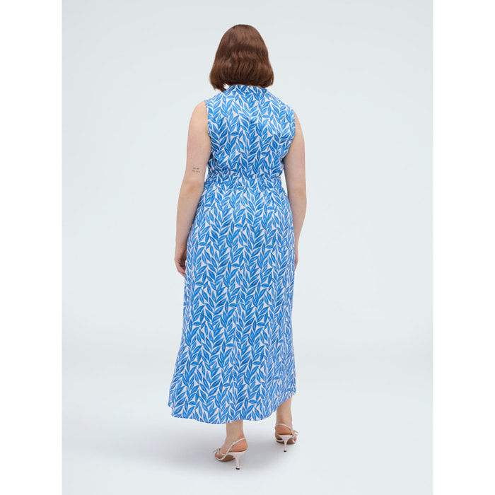 Fiorella Rubino - Vestito foliage lungo in cotone - Azzurro