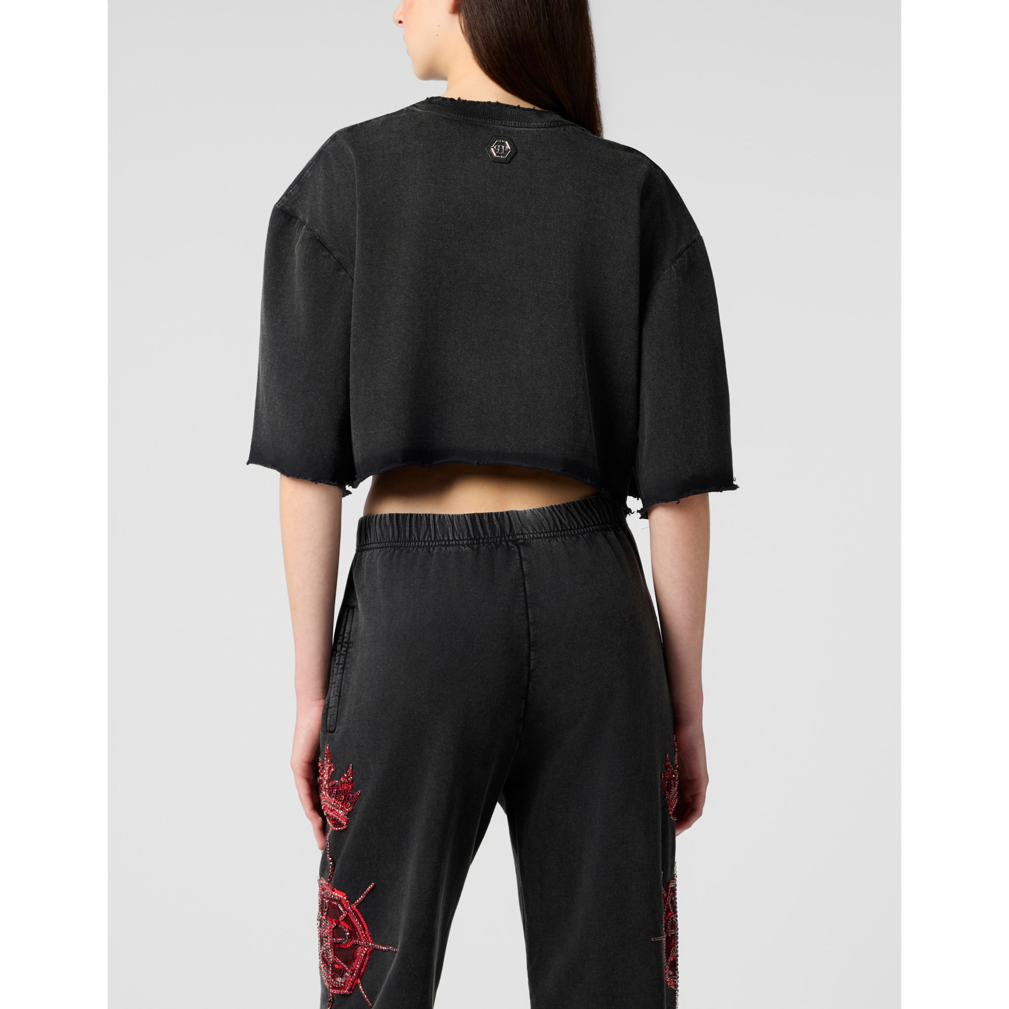 PHILIPP PLEIN Cropped T-Shirt Butterfly Tattoo