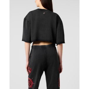 PHILIPP PLEIN Cropped T-Shirt Butterfly Tattoo