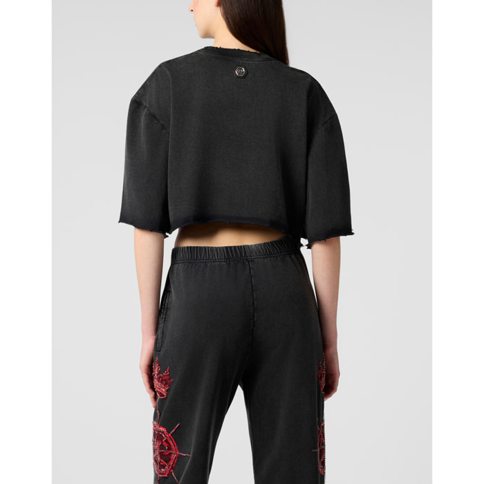 PHILIPP PLEIN Cropped T-Shirt Butterfly Tattoo