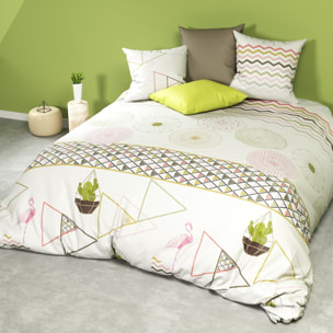 Parure housse de couette imprimé 100% coton - cactus