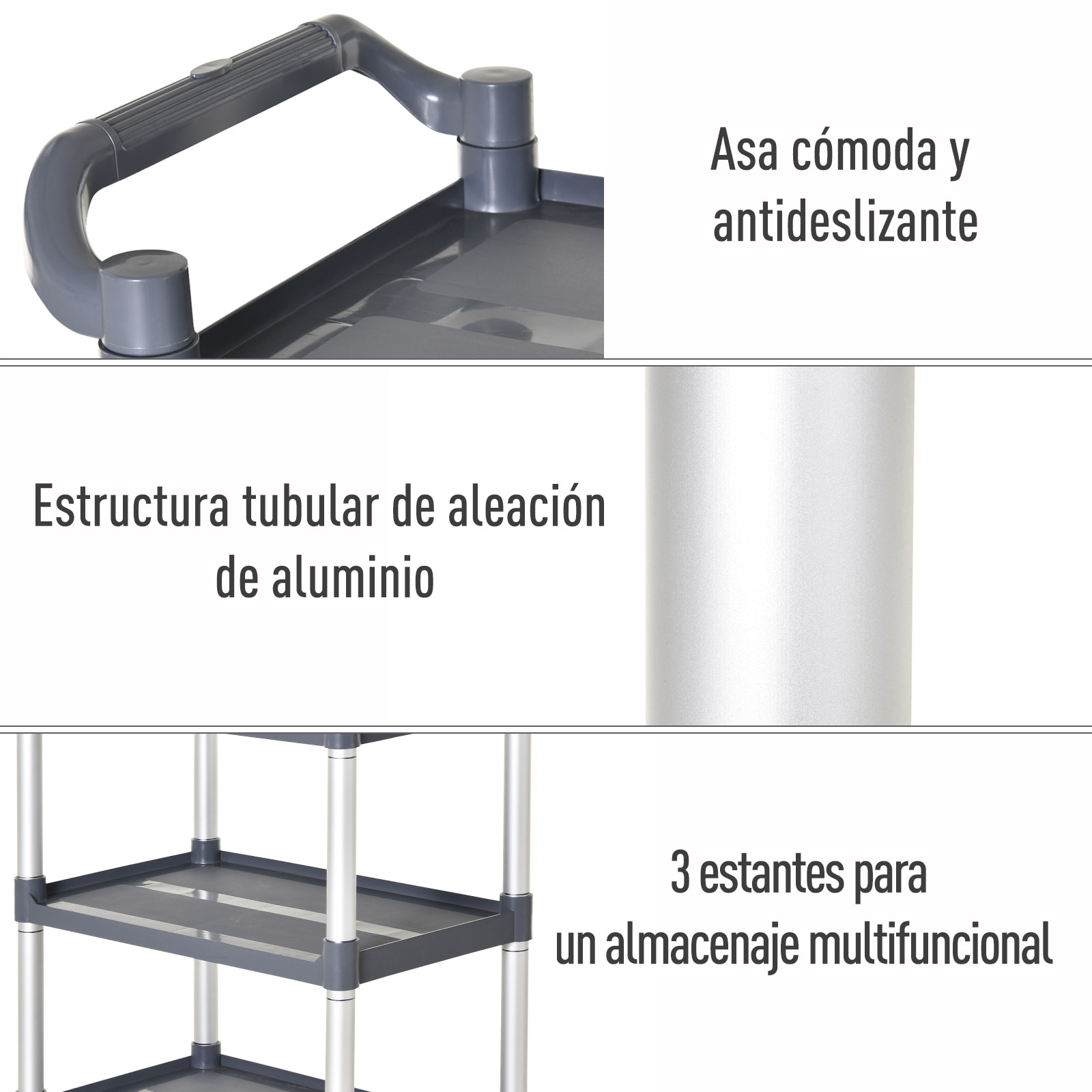 Carro de Almacenamiento para Cocin 88x44x93 cm Plateado y Gris