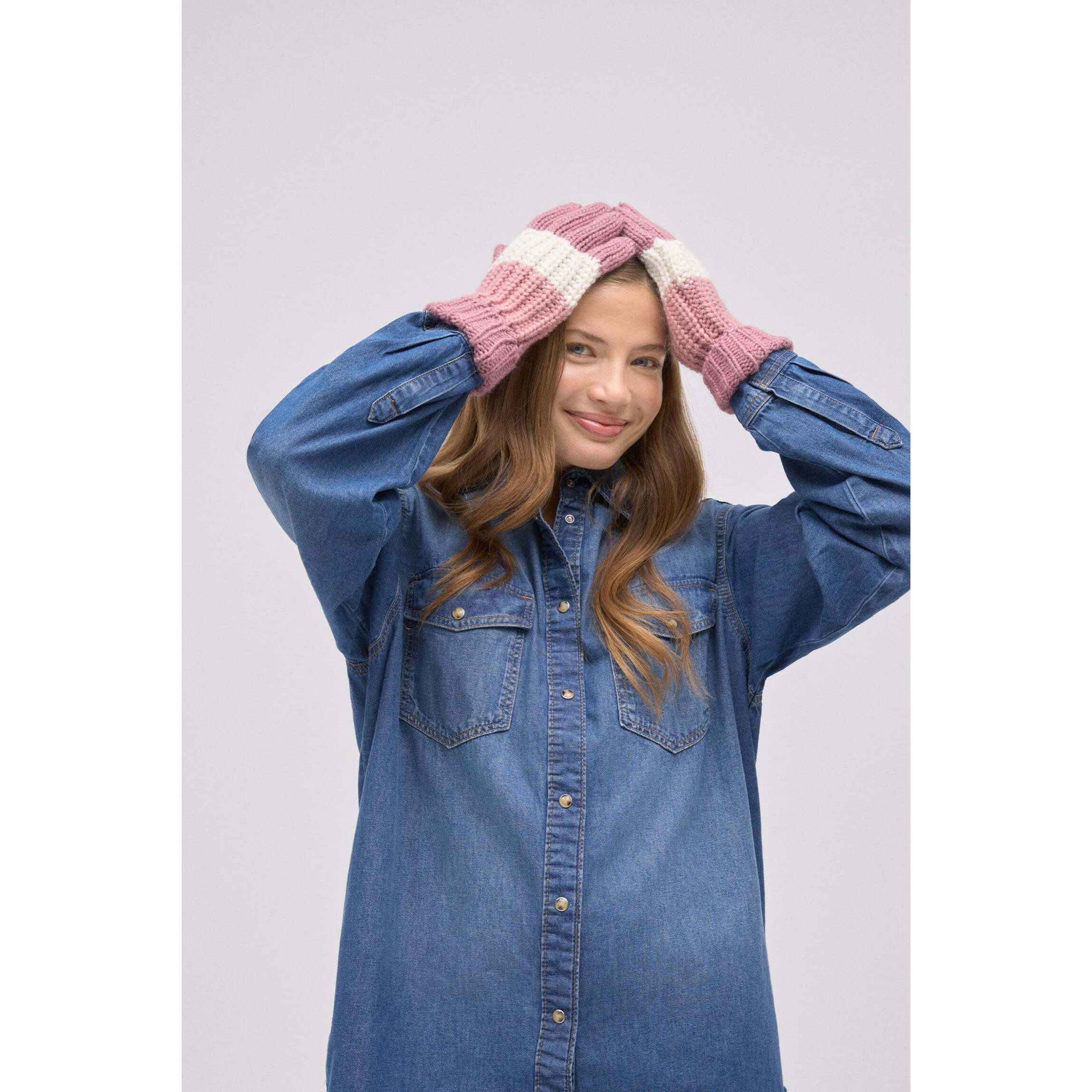 Guanti in maglia a righe