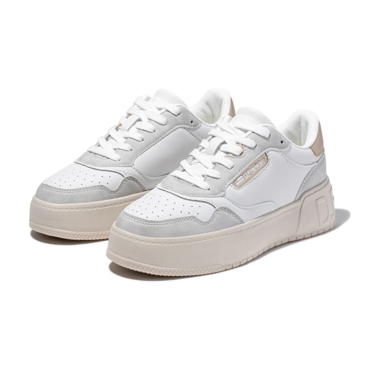 Zapatillas Deportivas Casual de Mujer Court Basic White / Gold D.Franklin