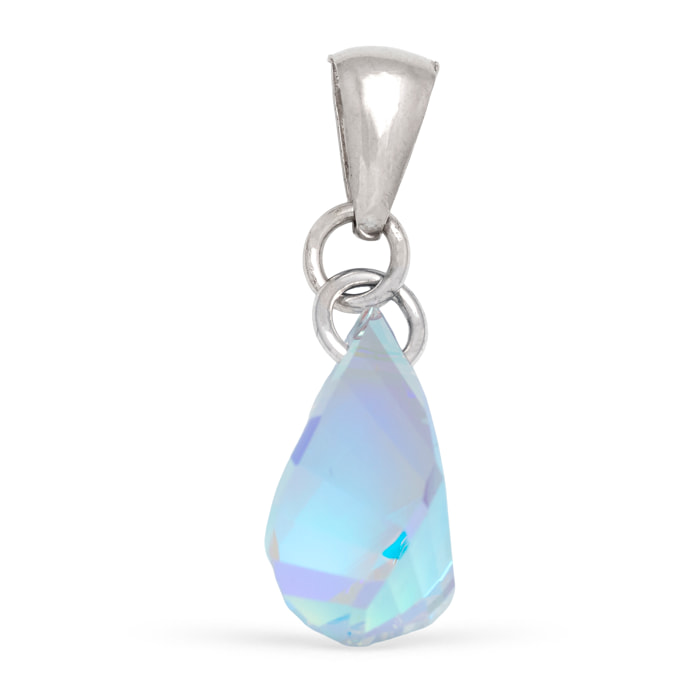 Colgante Plata de Ley 925. Forma pentagonal con brillante de piedra natural ornamental