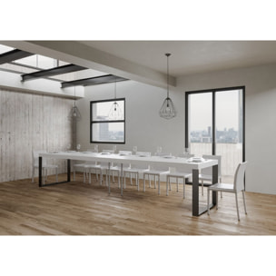 Mesa extensible 90x180/440 cm Tecno Premium Fresno Blanco estructura Antracita