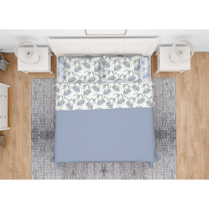 Completo Lenzuola In 100% Cotone Disegno Magnolia