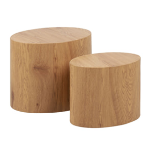 Aeryn - lot de 2 tables basses - chêne naturel - 48 et 40 cm - Bois