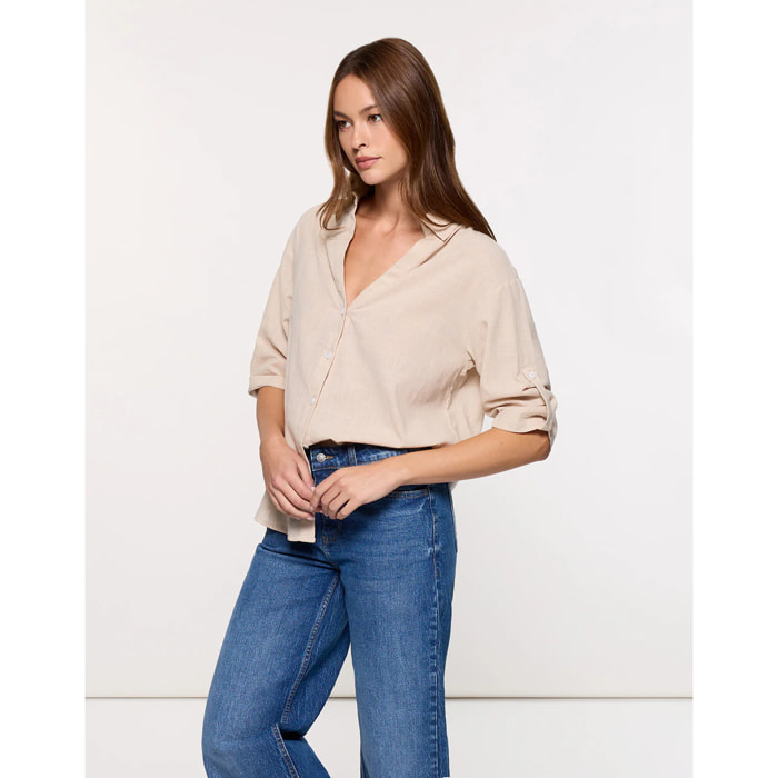 Camisa Manga Larga Beige - Astromi