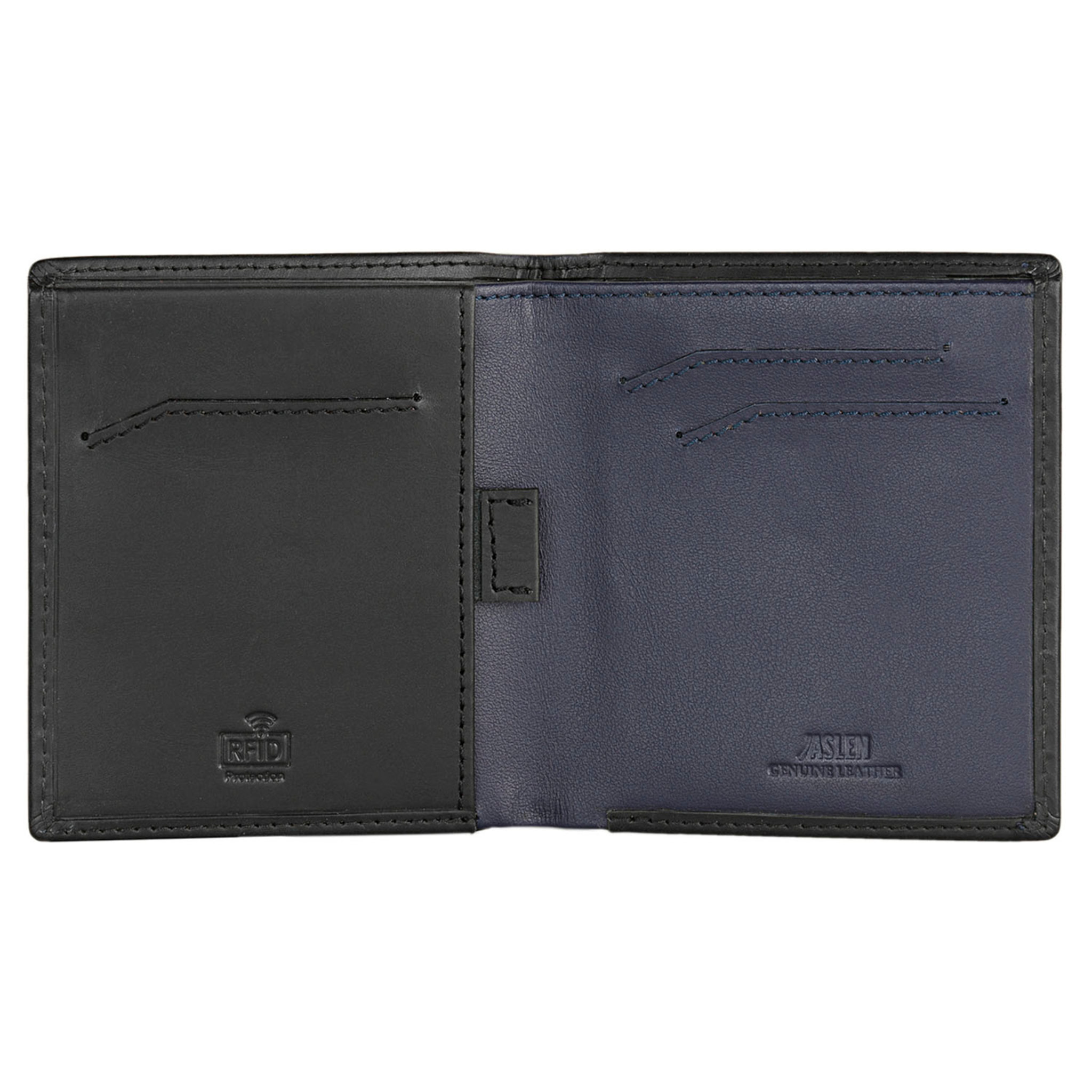 Cartera Hombre Piel Jaslen Lyon Negro-Azul