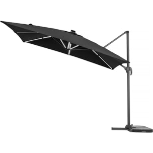 Parasol déporté avec LED - "Sun 4 Luxe" - 3 x 4 m - Noir