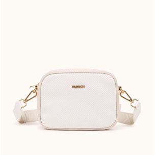 Bandolera Tipo Camera con Textura y Acabado Metálico BLOCK FUN CREAM CROSSBODY CAMERA
