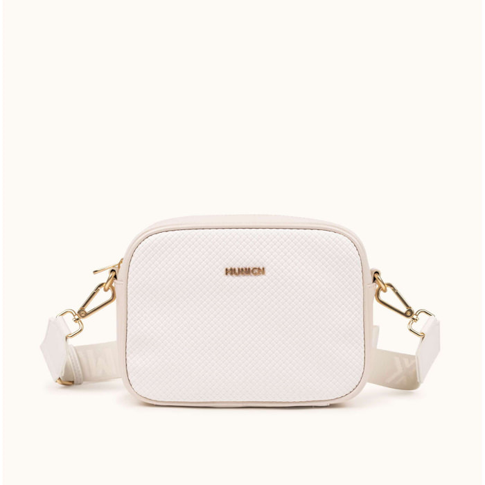 Bandolera Tipo Camera con Textura y Acabado Metálico BLOCK FUN CREAM CROSSBODY CAMERA