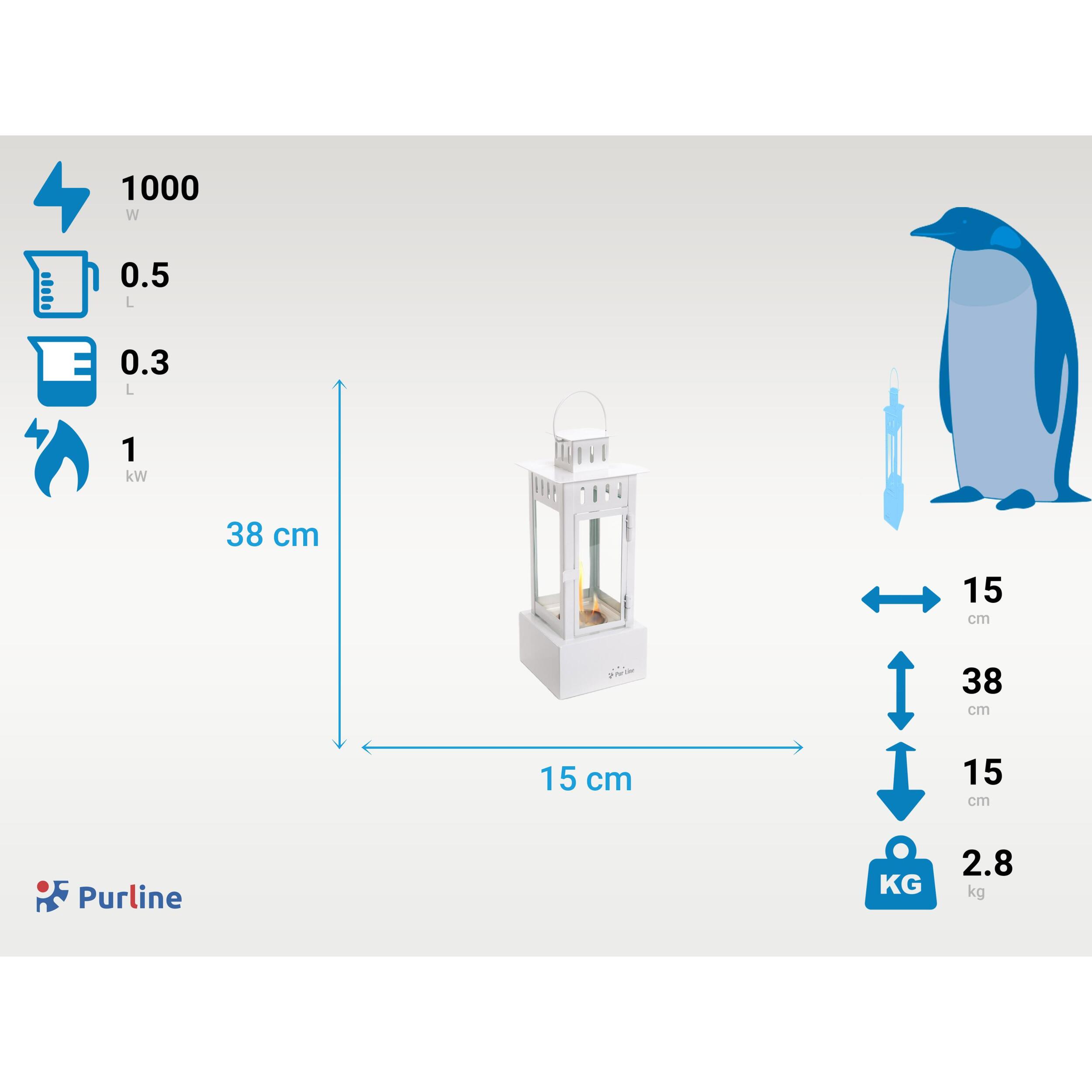 Farolillo de etanol en acero inoxidable IRIS W PURLINE 1000 W
