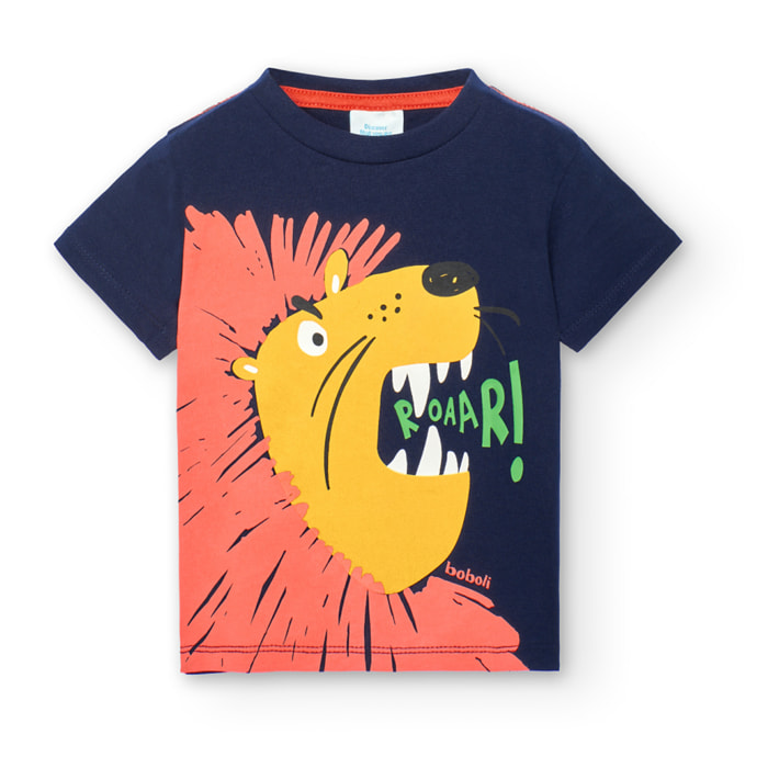 Camiseta niÃ±o estampada, mangas cortas, azul marino, 398044