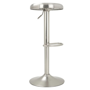 Lot de 2 tabourets de bar réglables en métal brossé 60/82 cm - Silver