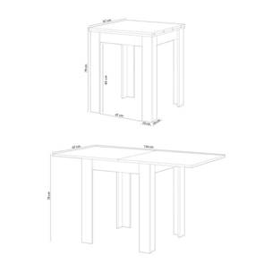 Mesa de comedor cuadrada Livre Blanco Artik (Blanco Mate) - Roble Canadian