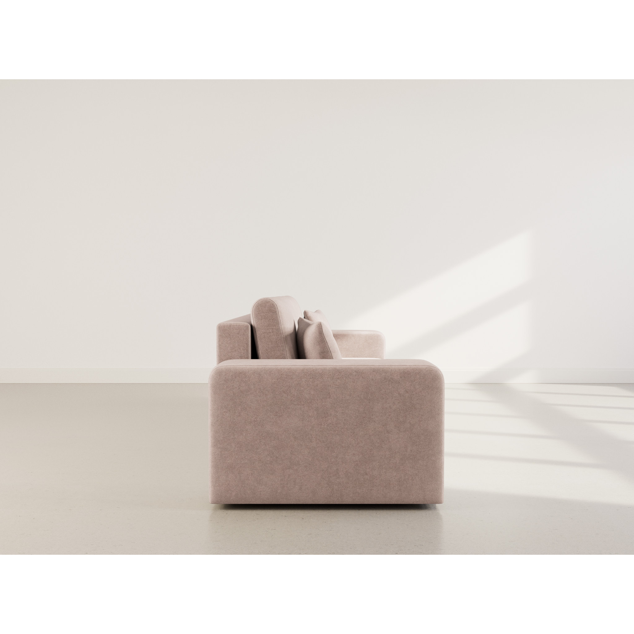 Nicole - Canapé droit 4 places convertible avec coffre en tissu - Taupe