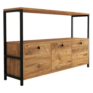 Buffet 3 portes style industriel bois/noir MELO