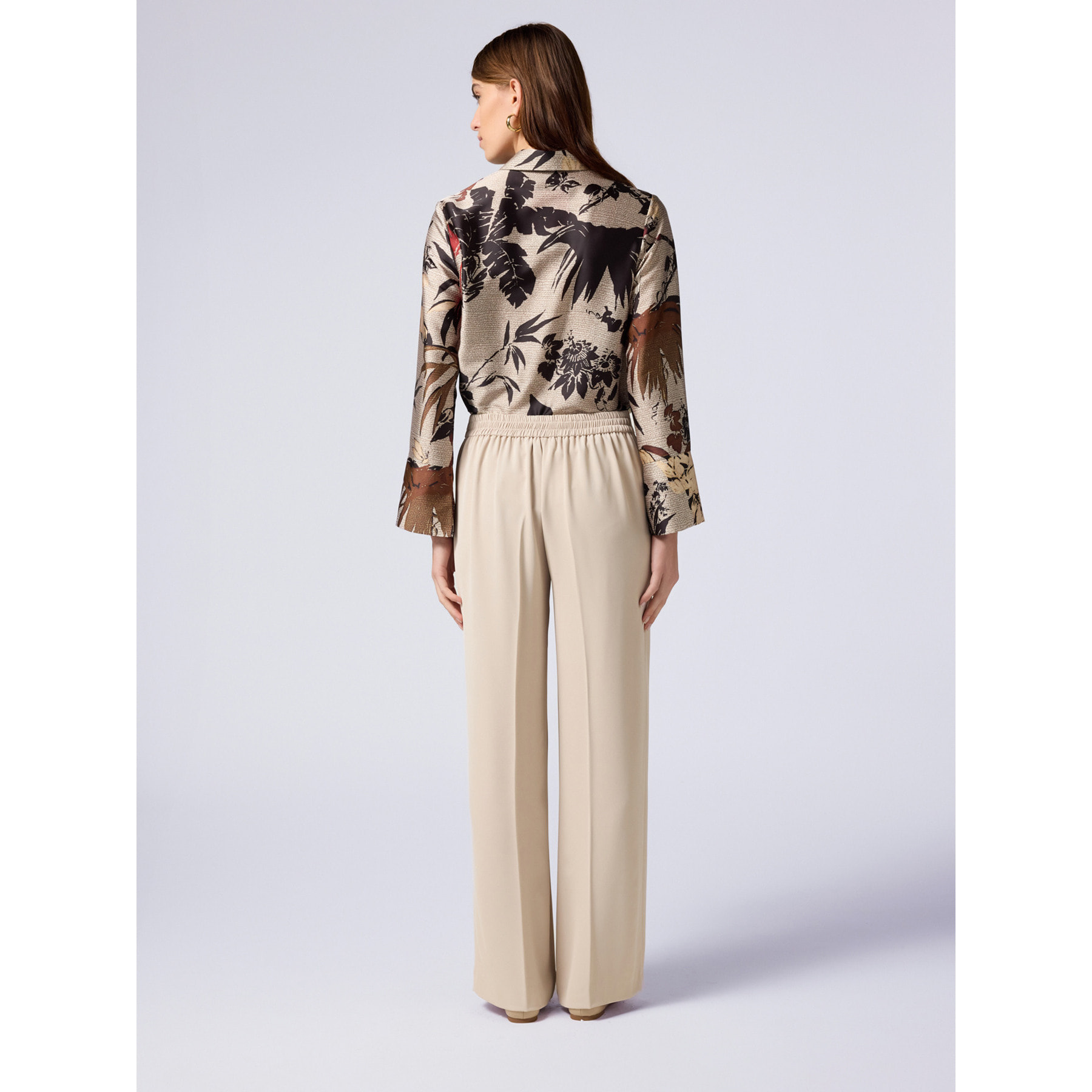 Oltre - Pantaloni palazzo in tessuto fluido - Beige